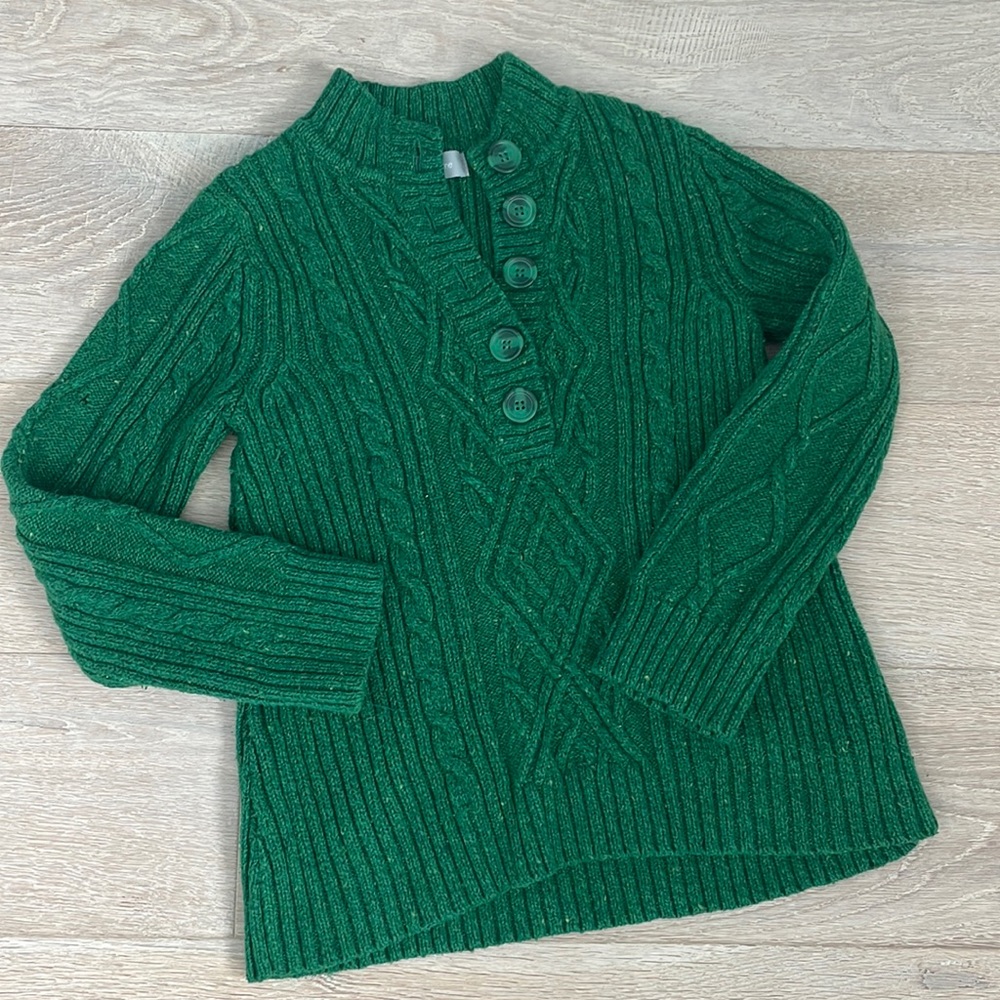 Liz Claiborne Kelly green cotton/acrylic/wool sweater